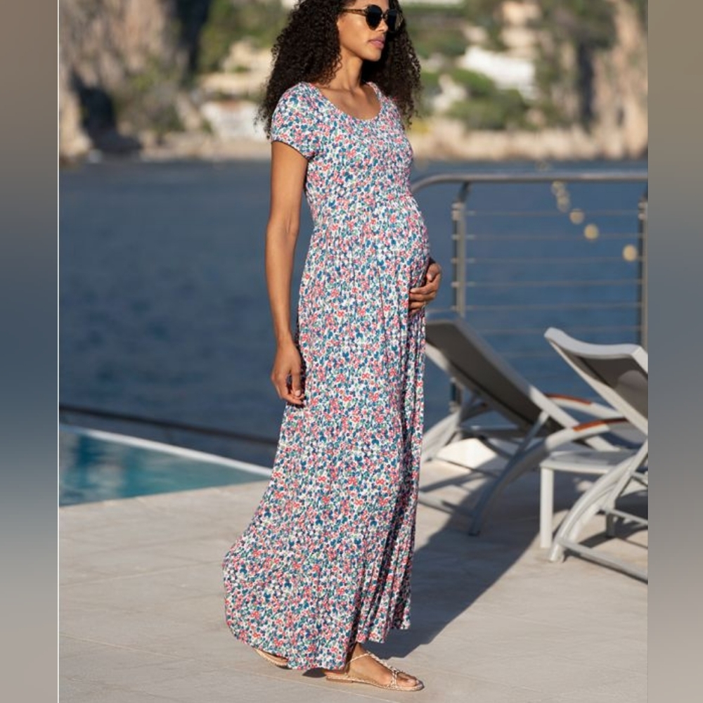 Seraphine Floral Jersey Maternity & Nursing Maxi Dress Size 8